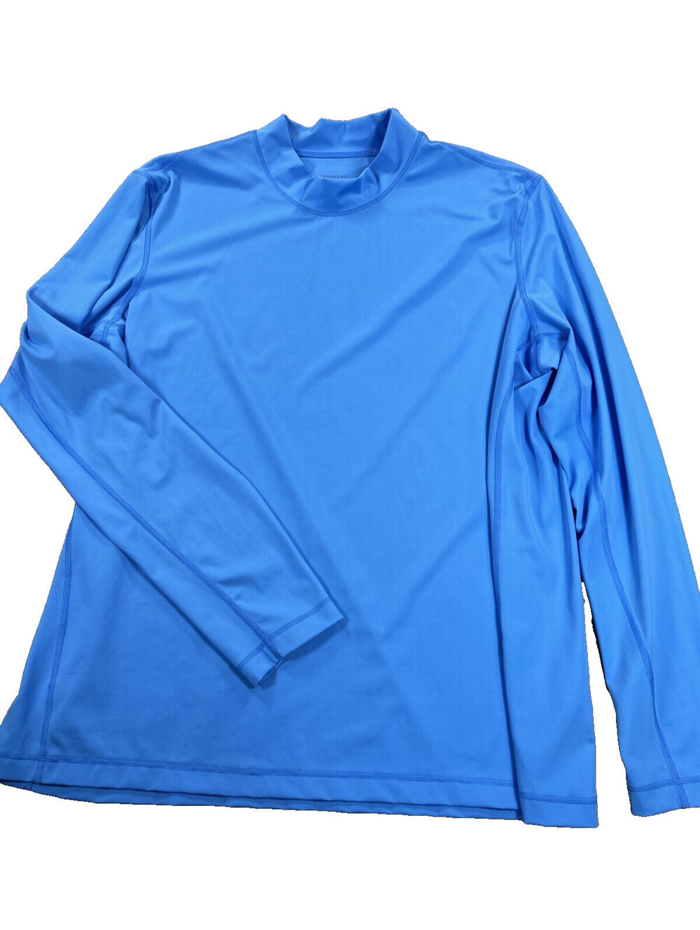 Lands End Men's 2XL Blue Long Sleeve Athletic Pullover Knit Shirt Mock Collar